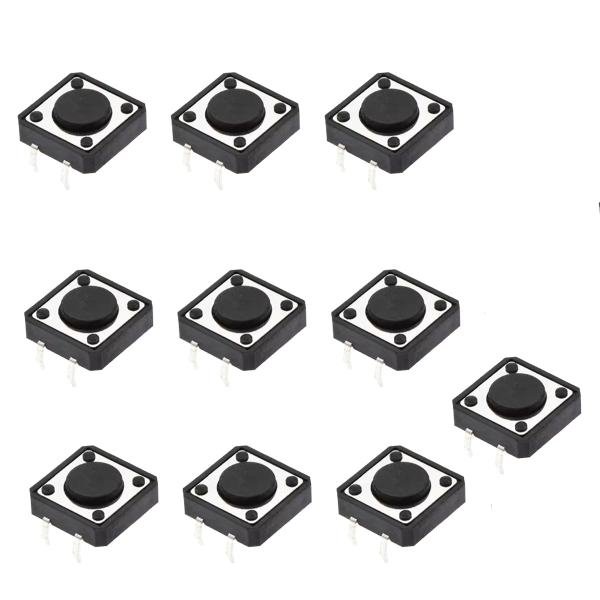 10x Boutons 12x12x4,3mm THT – Boutons poussoirs pour Arduino, prototypage et circuits