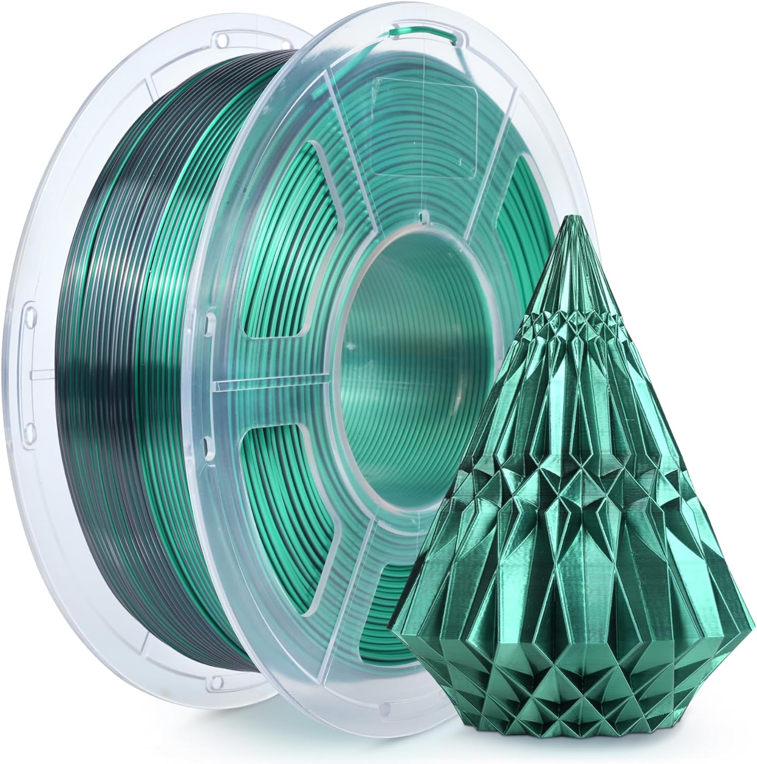 Filament Sunlu Silk PLA+ Dual Color Noir Vert 1,75 mm 1 kg