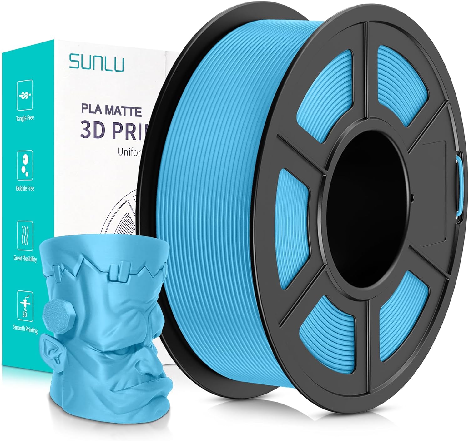 Filament Sunlu PLA mat 1,75 mm bleu clair 1 kg