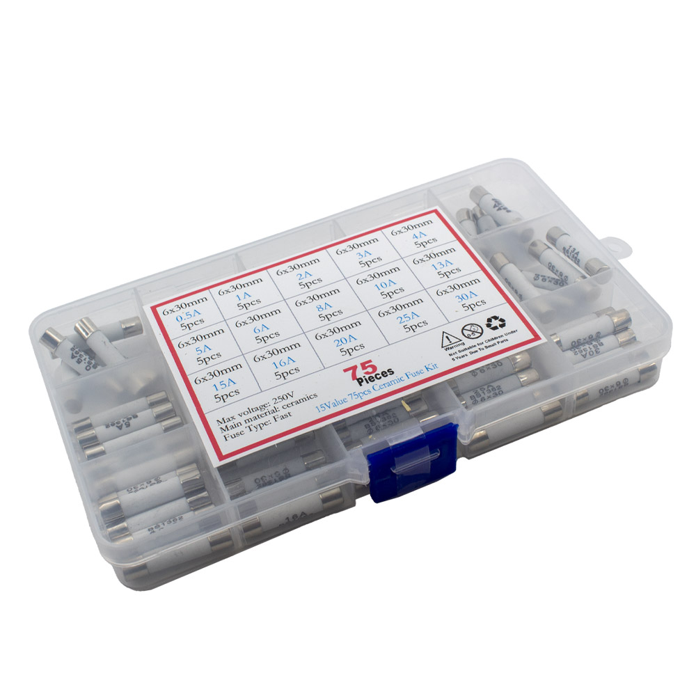 Kit de fusibles fins 75 pièces 6*30mm 0,5A-30A – Image 3