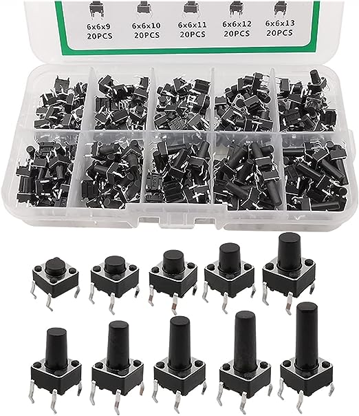 Kit de boutons poussoirs 6x6 mm THT 200 pièces 10 tailles – Image 2