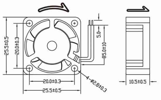 Mini ventilateur 25*25*10mm 24V – Image 4