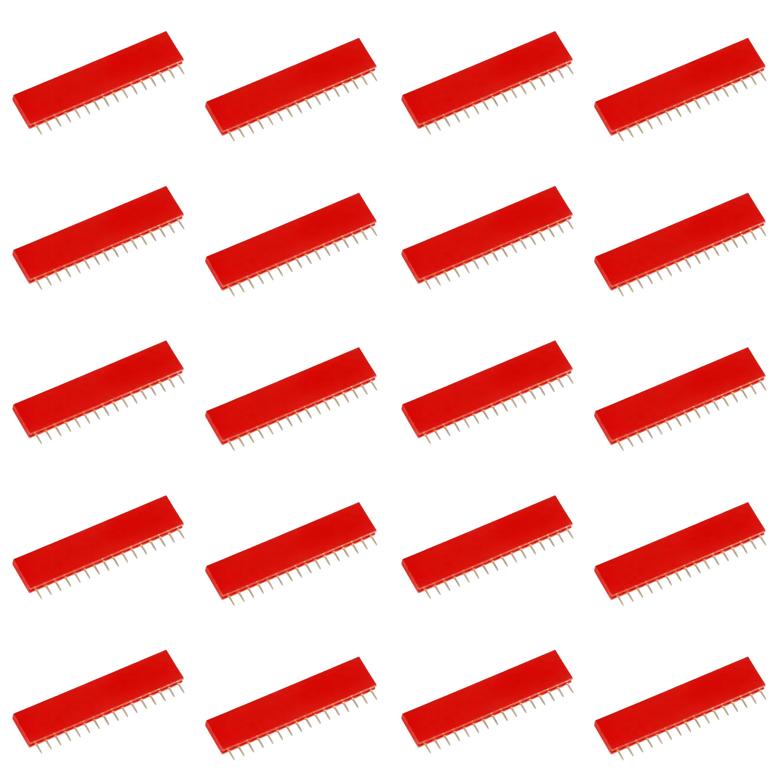 20x barrette femelle 16 broches 2,54 mm rouge