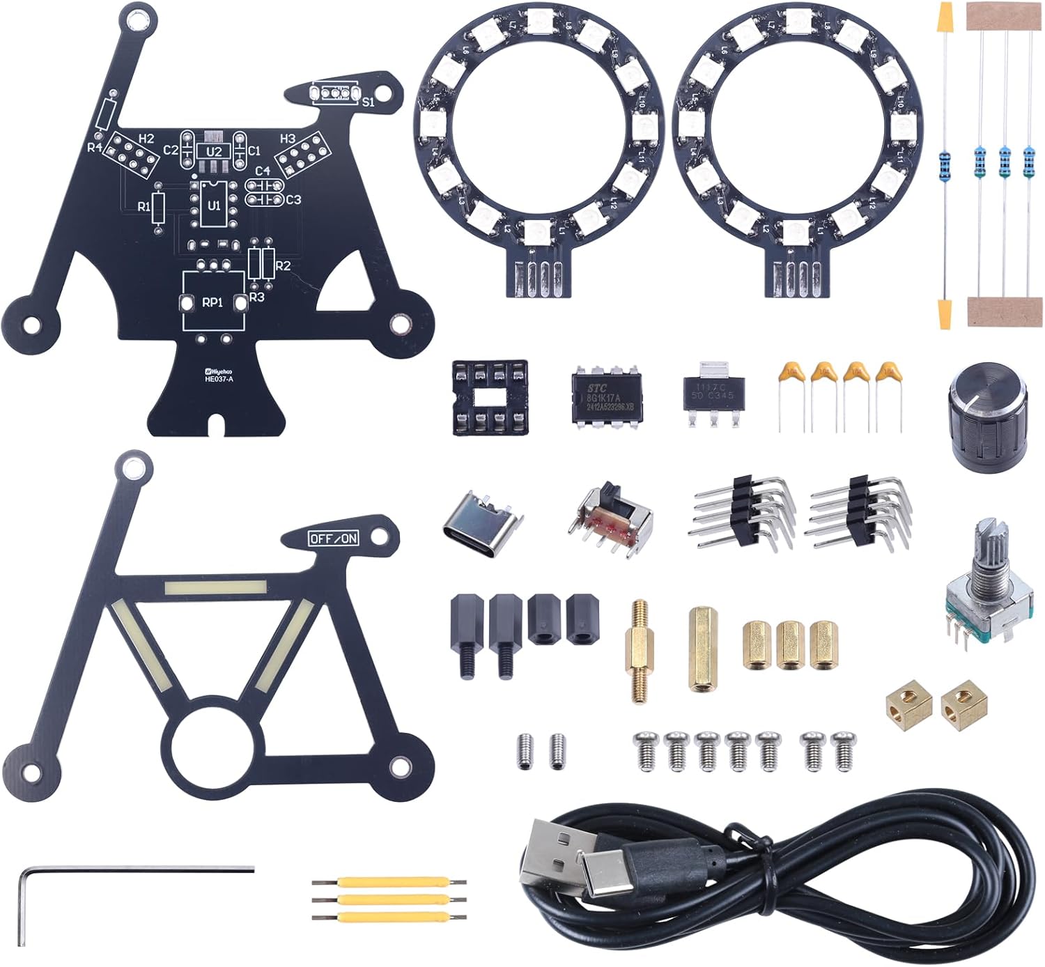 Kit vélo LED à souder avec 5 modes lumineux et potentiomètre rotatif – Image 2