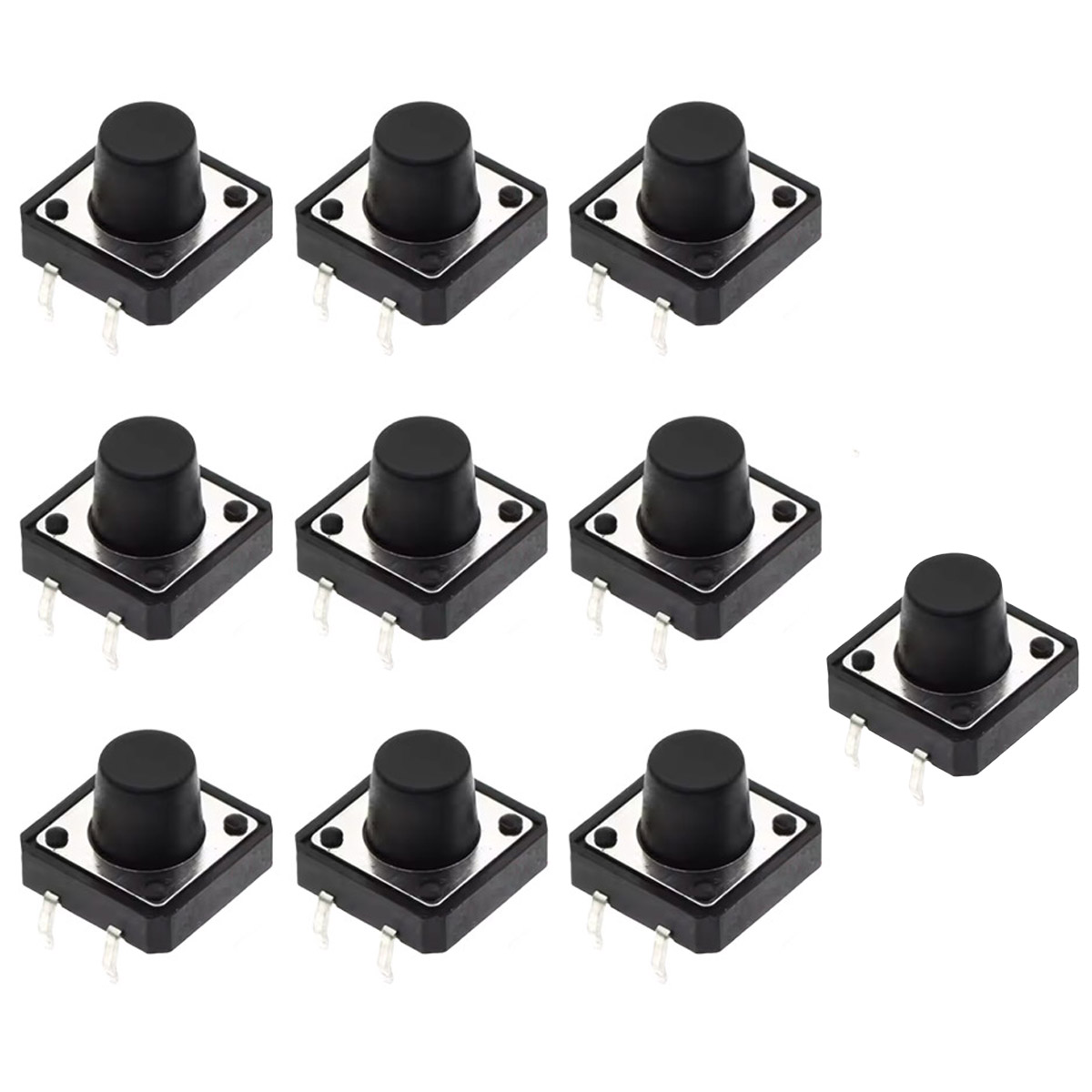 10x Boutons 12×12×8 mm THT – Boutons-poussoirs à 4 broches pour breadboard et cartes