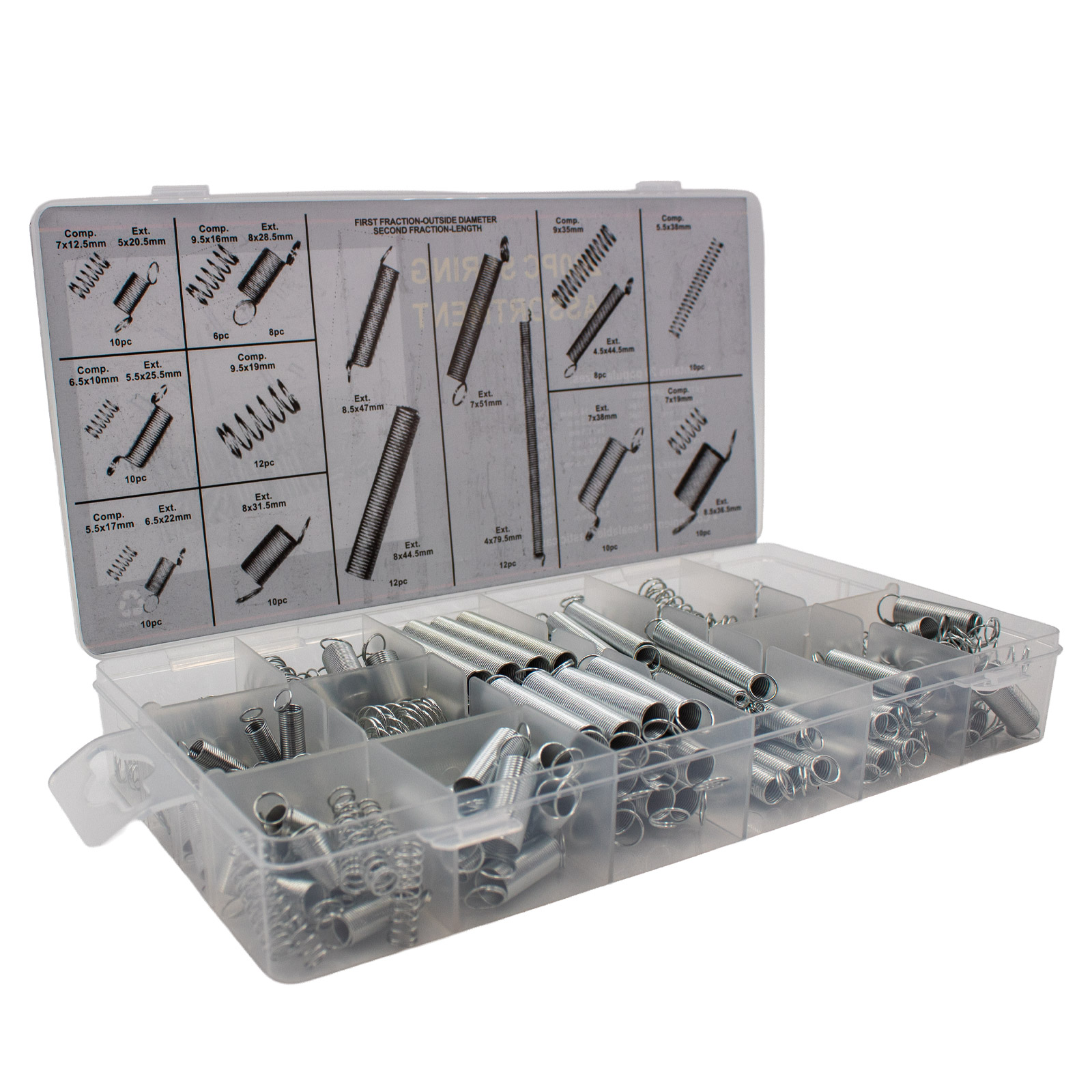 Kit assortiment de ressorts en acier inoxydable - ressorts de compression et de traction avec boîte, 200 pièces