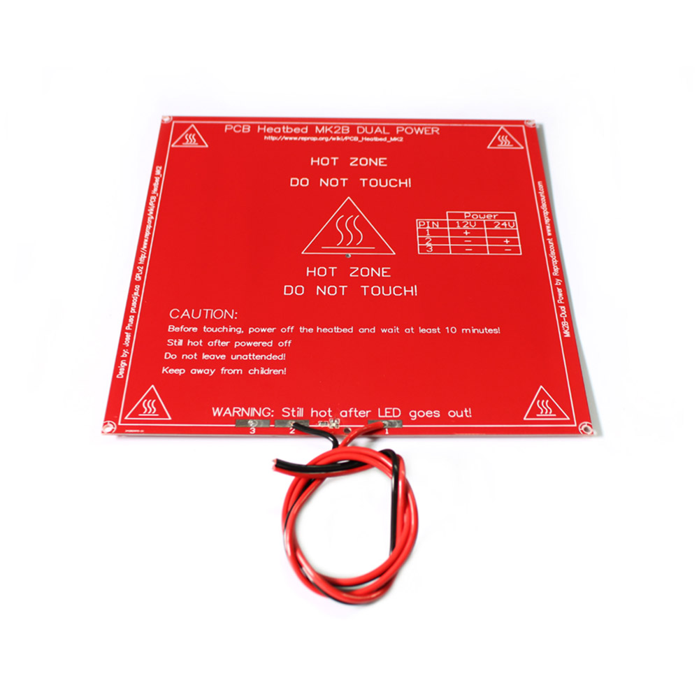 Plateau chauffant MK2B 214x214 mm avec résistances, LED et câble de connexion – Image 4
