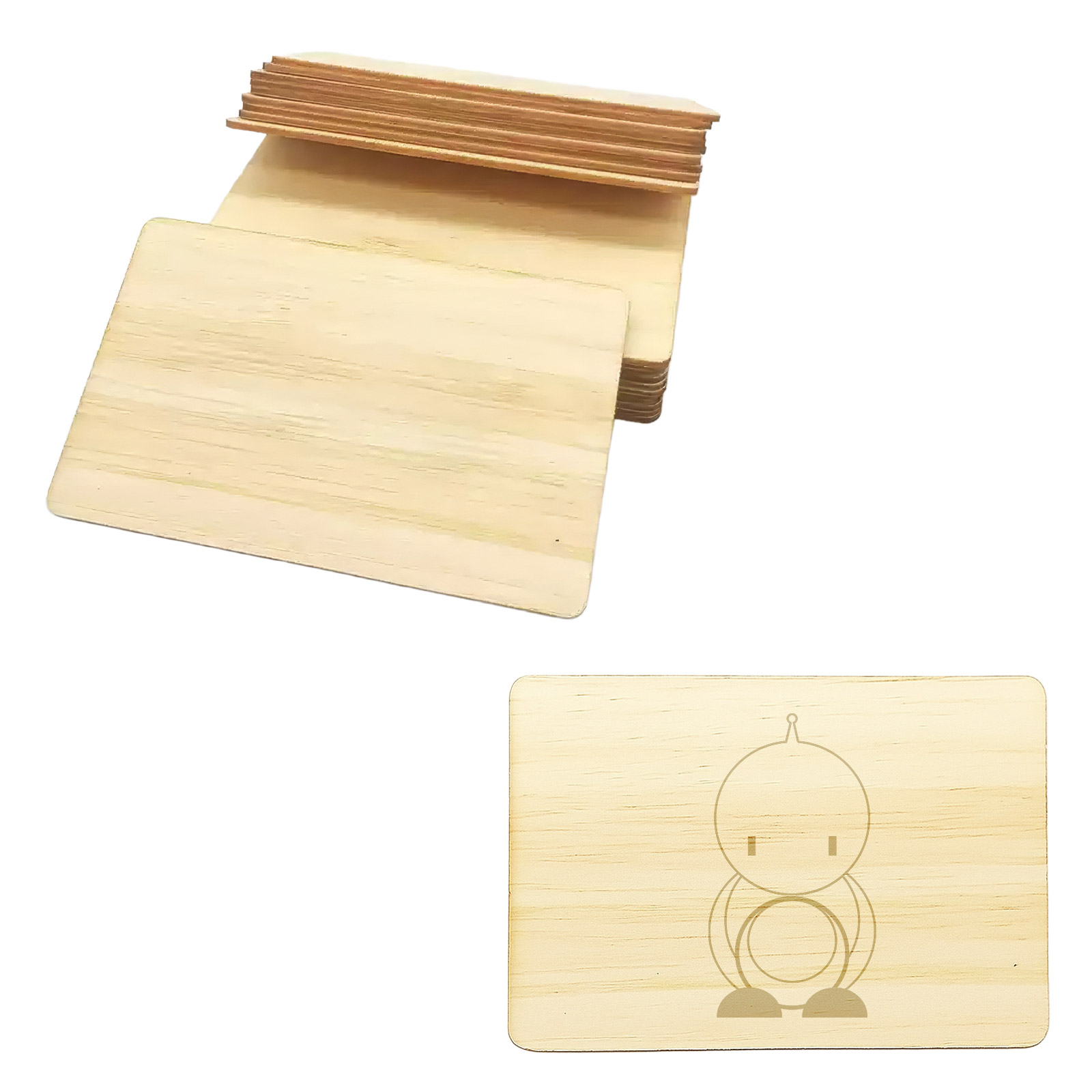 10x cartes RFID NFC213 en bambou 13,56 MHz (Bambou)