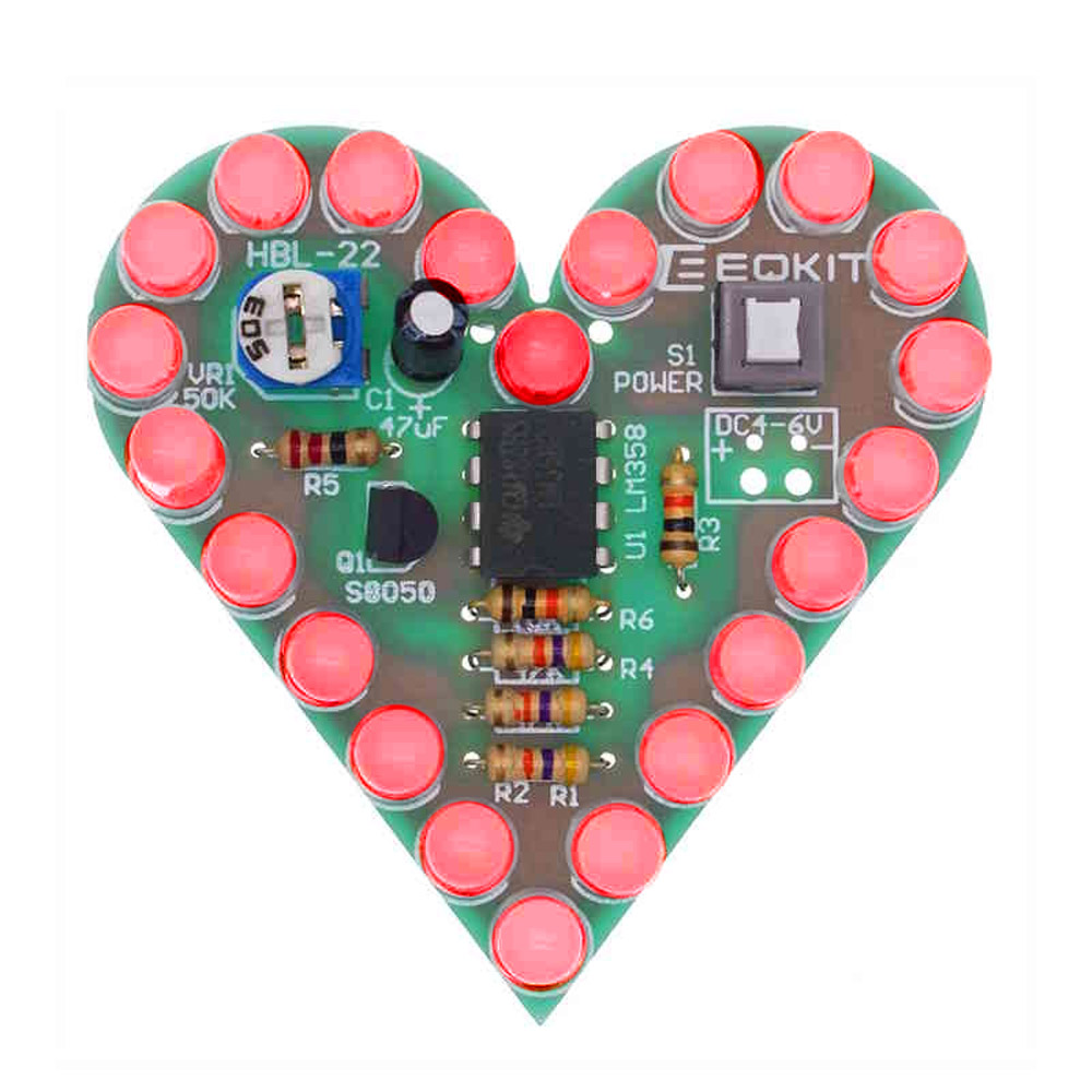 Kit Cœur LED pulsant (rouge)