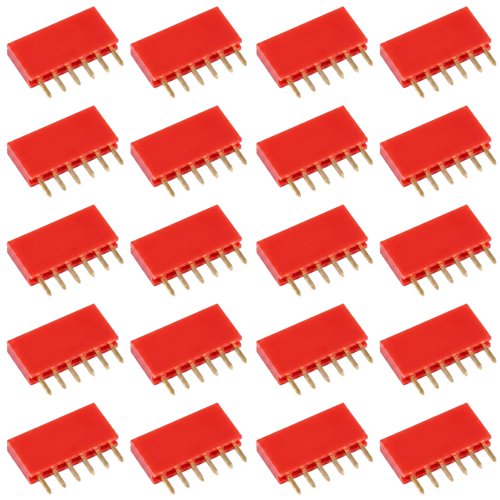 20x barrette femelle 6 broches 2,54 mm rouge