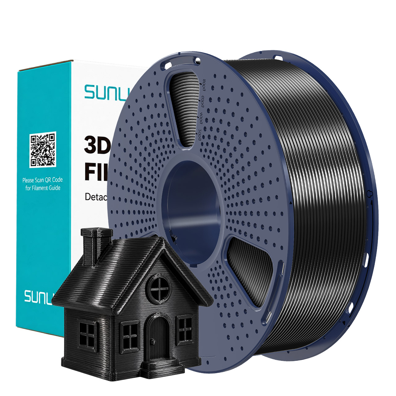 Filament Sunlu Silk PLA+ Noir 1,75 mm 1 kg