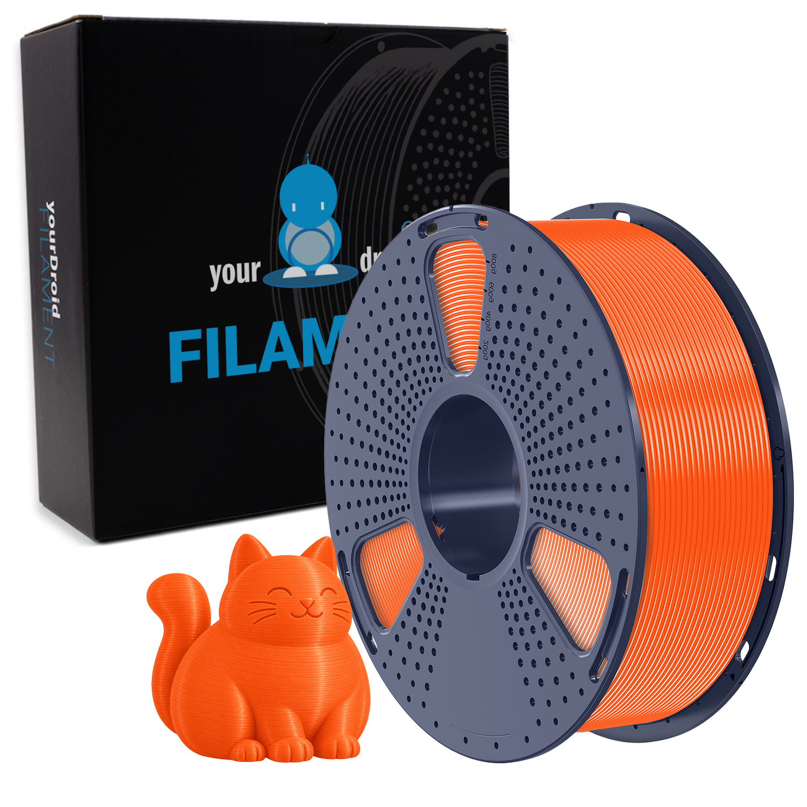 yourDroid Filament PLA+ Orange ensoleillé 1,75 mm 1 kg