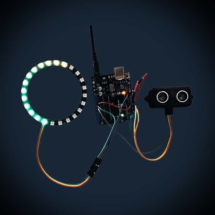 Capteur de stationnement avec Arduino Uno, HC-SR04 et anneau LED