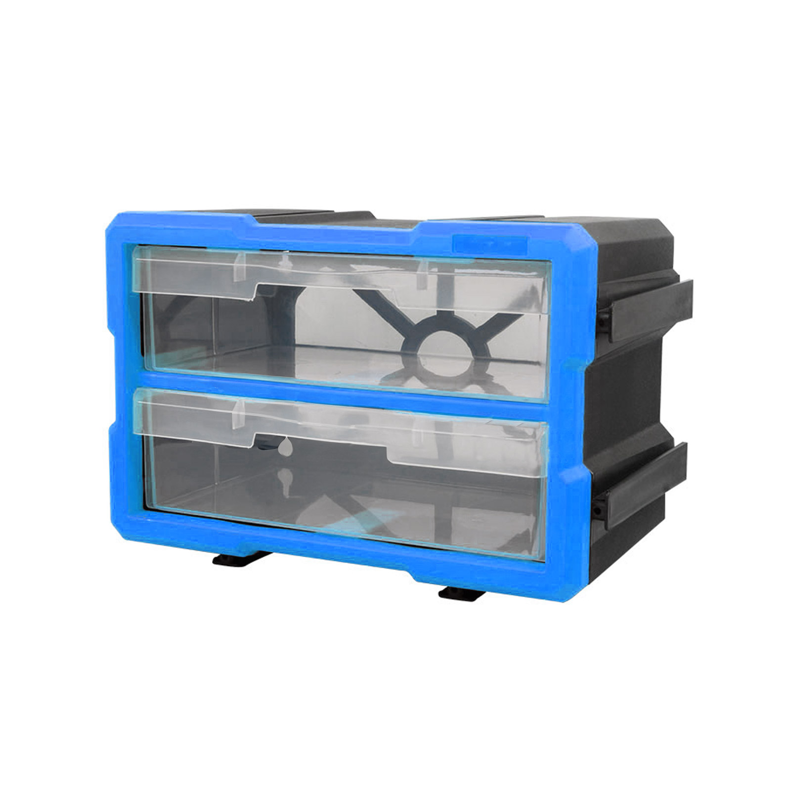 Boîte de rangement pour petites pièces extensible 2 compartiments (Bleu)