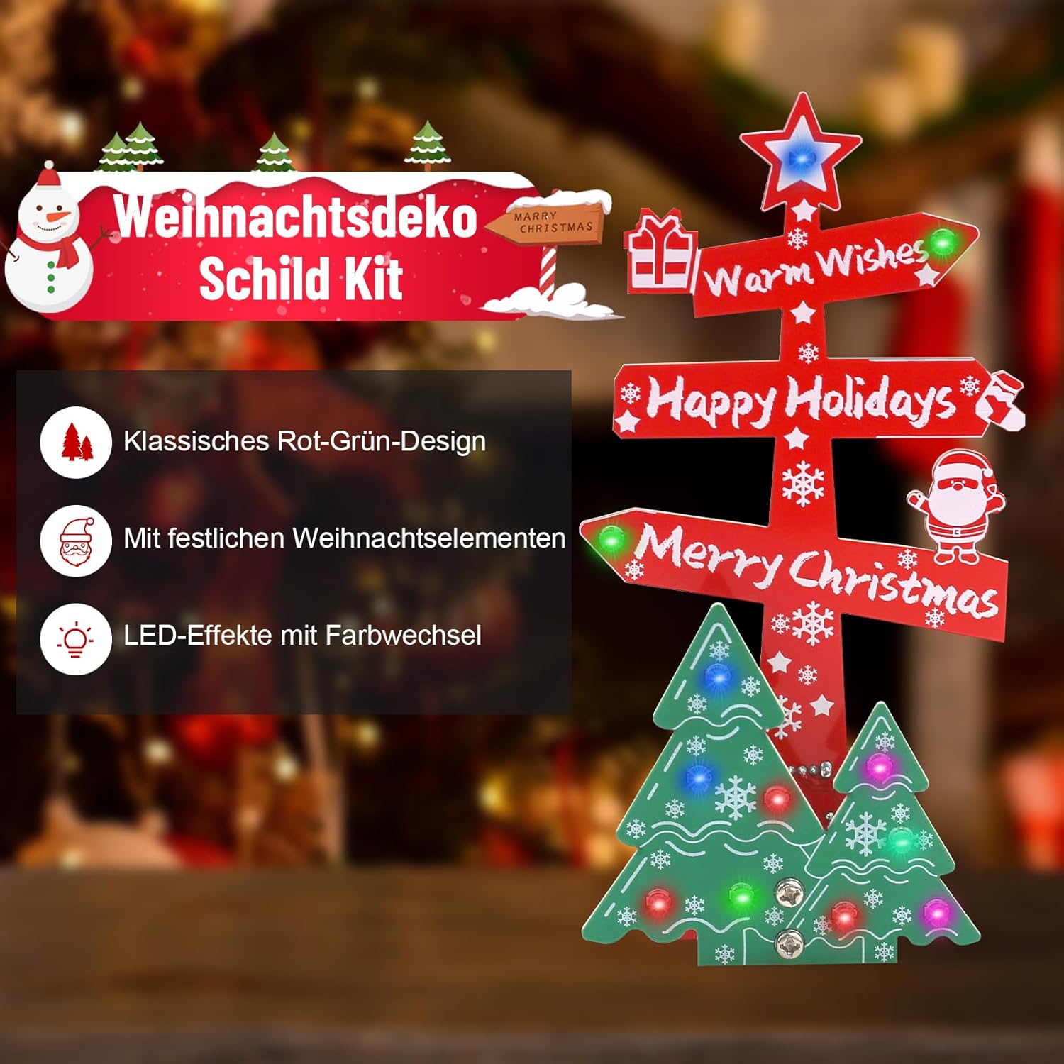 Kit Merry Christmas panneau sapin de Noël avec LEDs colorées – Image 3