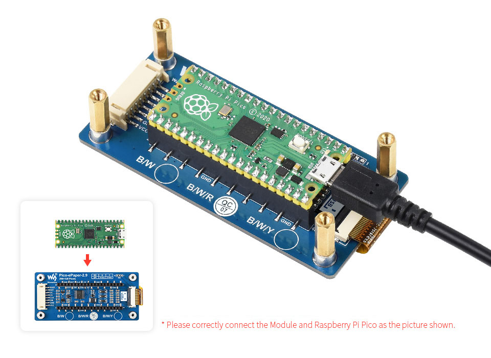Waveshare Module d'affichage E-Paper 2,9" (B) pour Raspberry Pi Pico 3 couleurs – Image 6