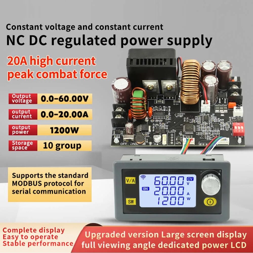 Régulateur de tension avec écran DC 6-70V vers 0-60V 20A 1200W CNC XY6020L – Image 7