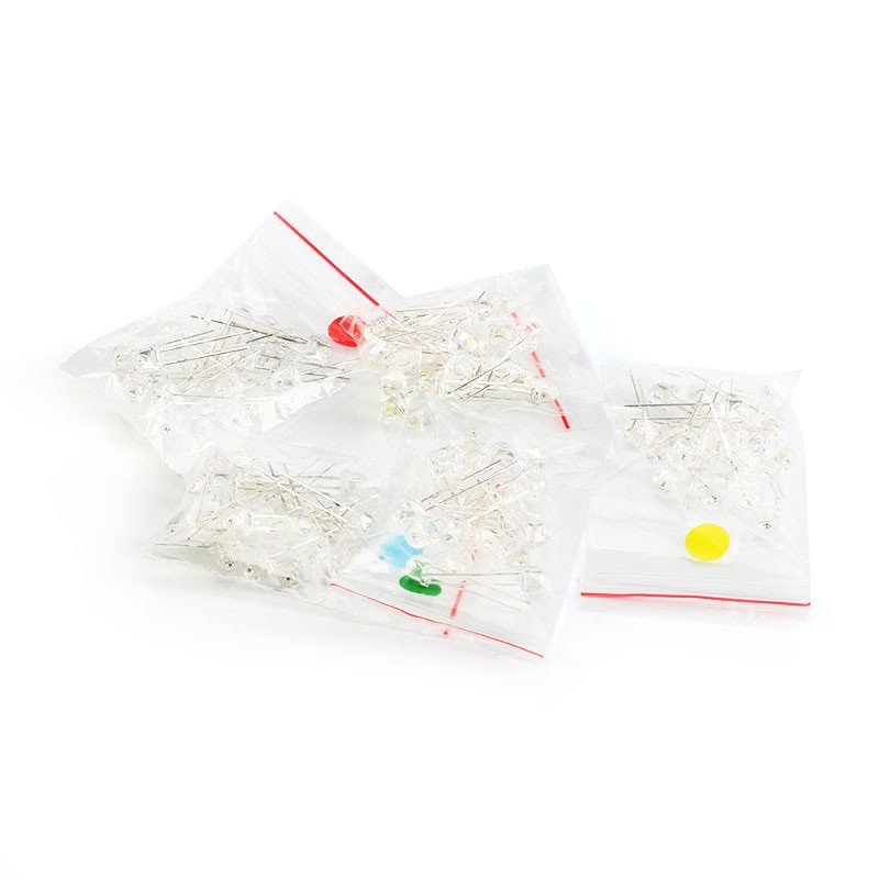 100x DEL 5 mm transparente - triées blanc, rouge, jaune, bleu, vert – Image 2