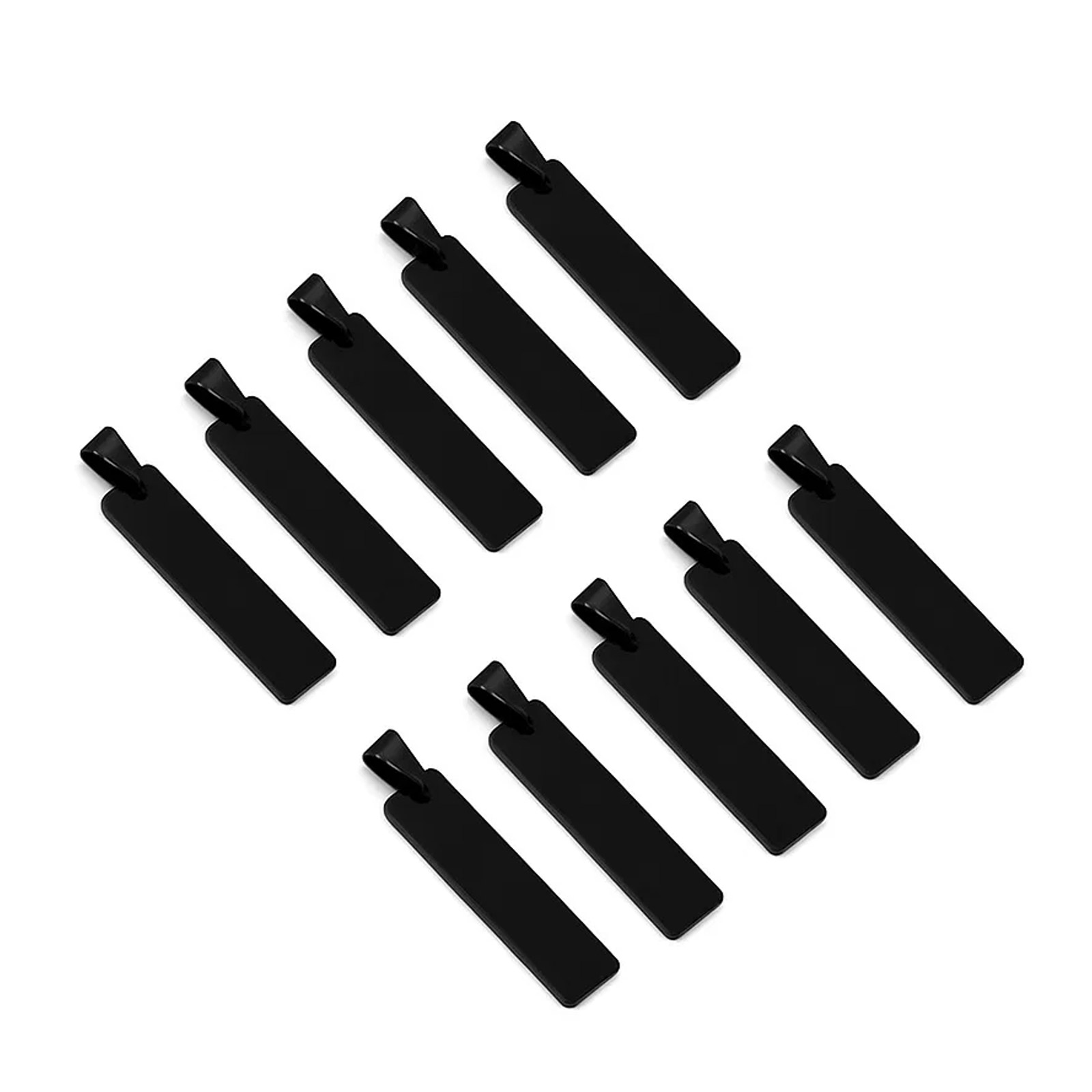 10x plaquettes de gravure en acier inoxydable noir 10x45 mm