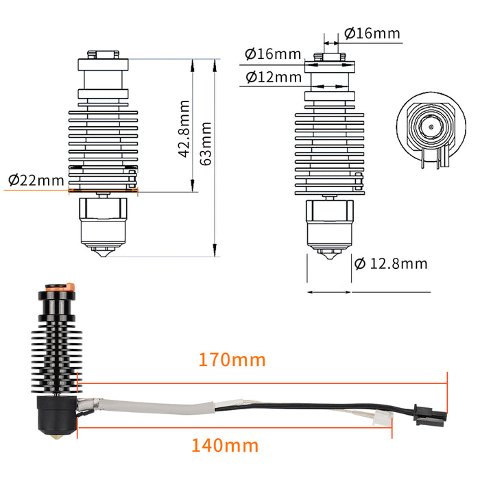 Kit CHC V6 Hotend céramique 24V 50W – Image 7