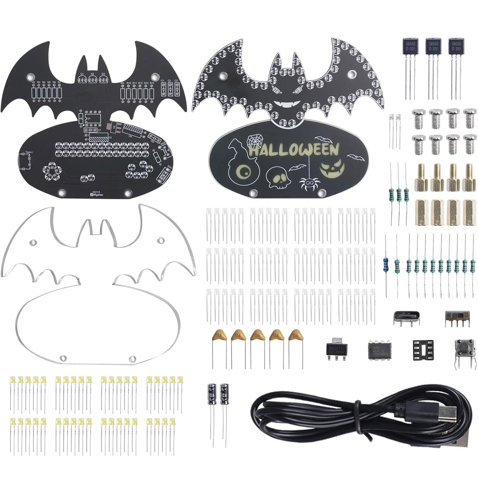 Kit Halloween LED Fledermaus avec 5 modes lumineux – Image 2