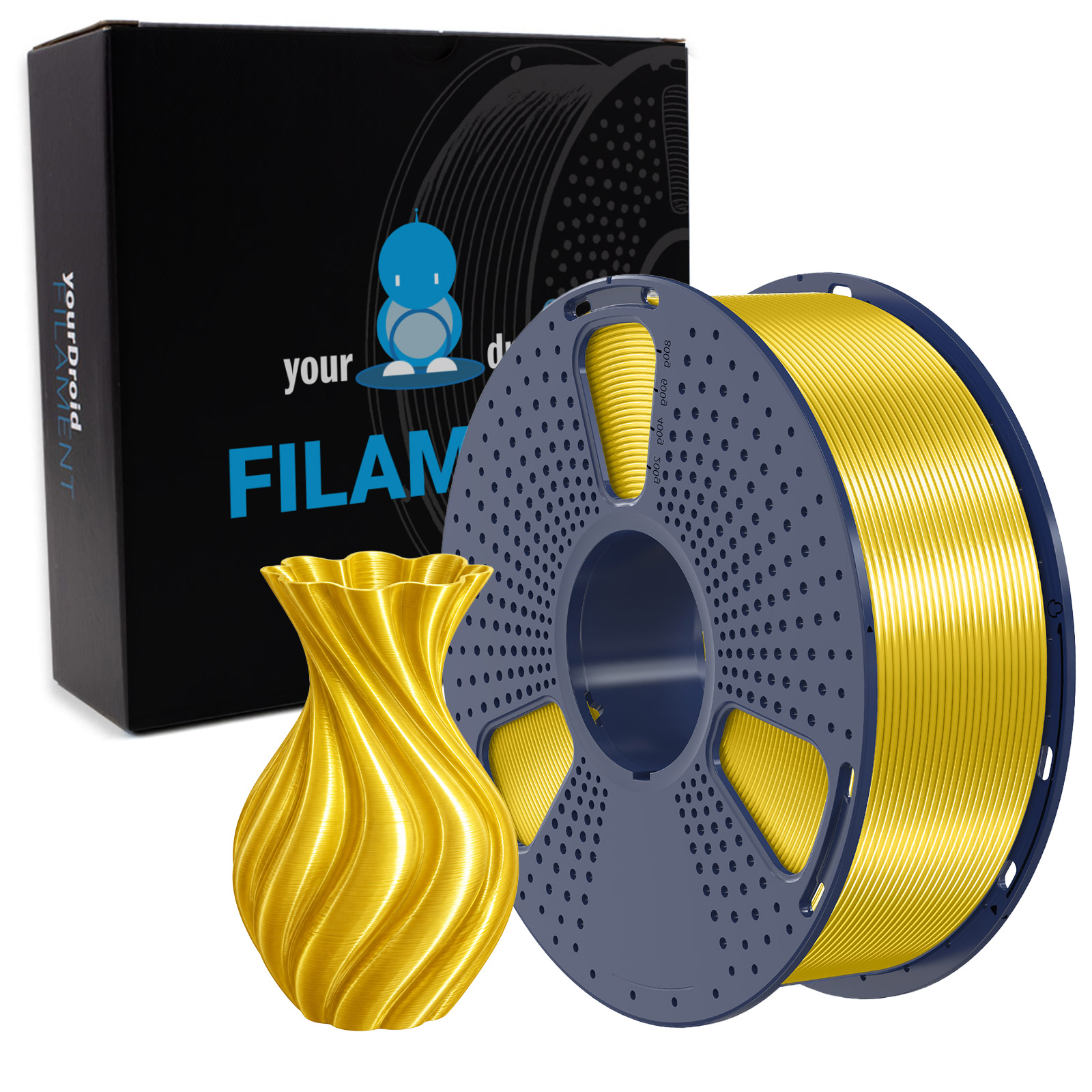 yourDroid BioSilk PLA PLUS Filament Jaune 1.75mm 1kg