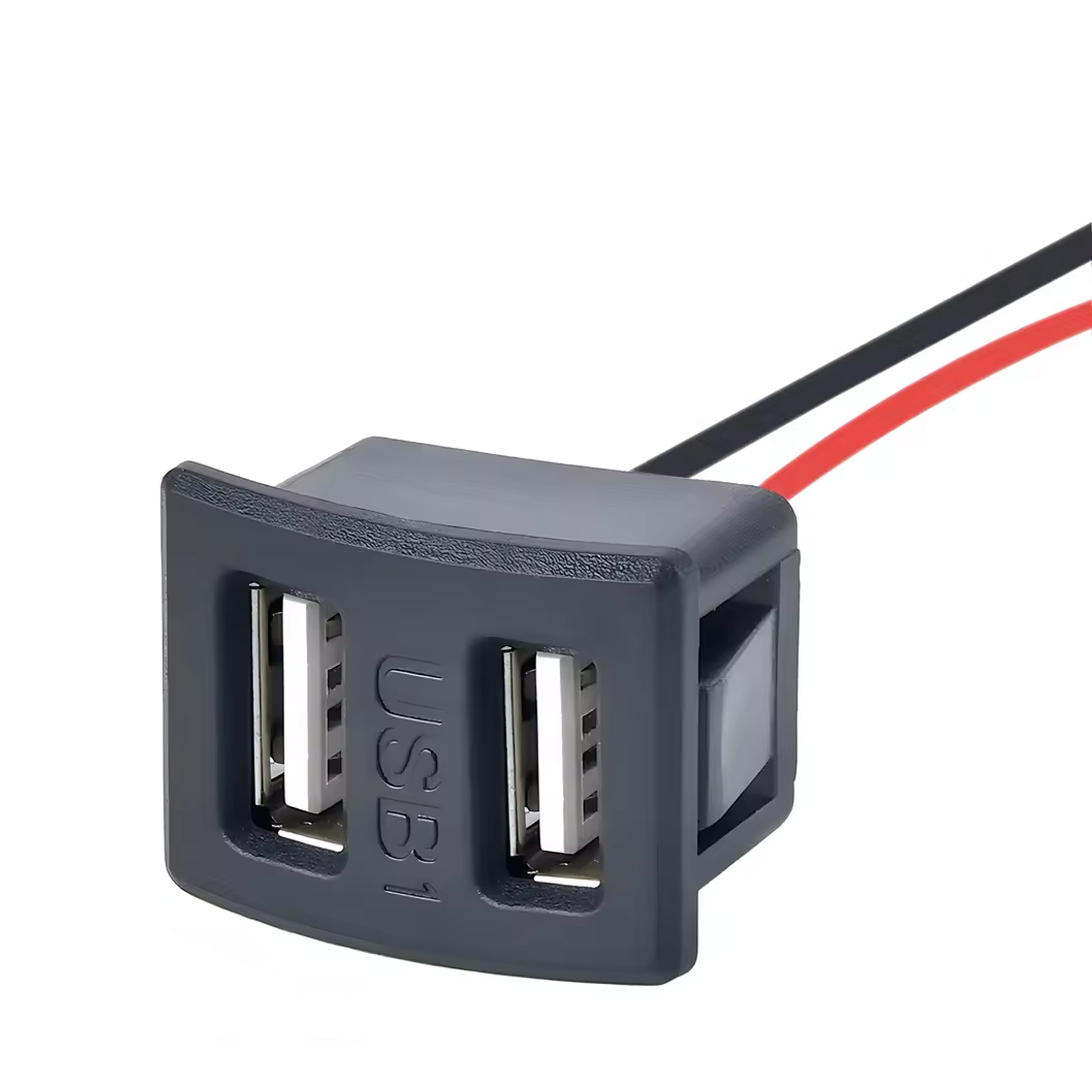 Prise encastrable DUAL USB 5V 2A courbure 120-150°