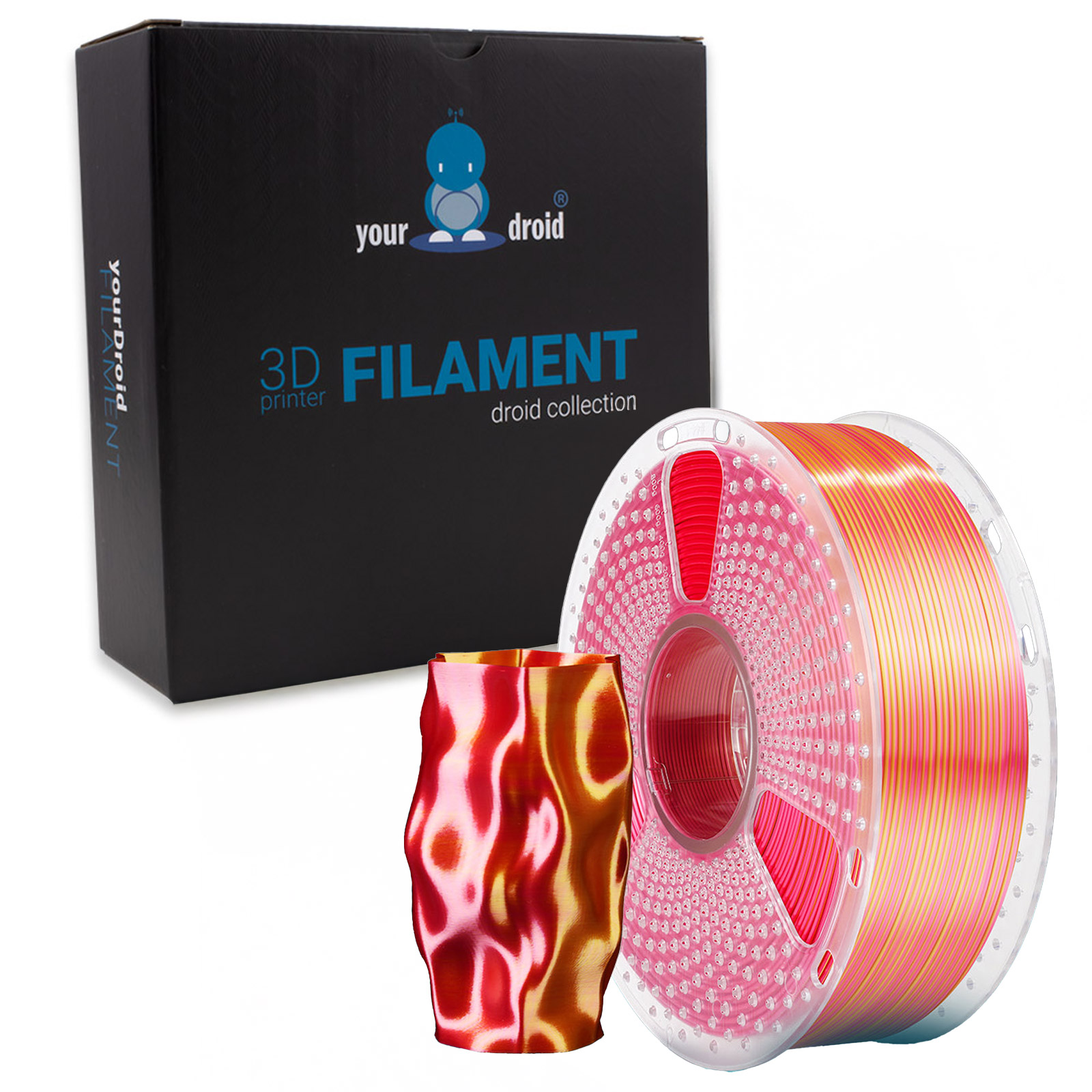yourDroid DualColor Biosilk PLA+ Filament Rouge/Or 1.75mm 1kg