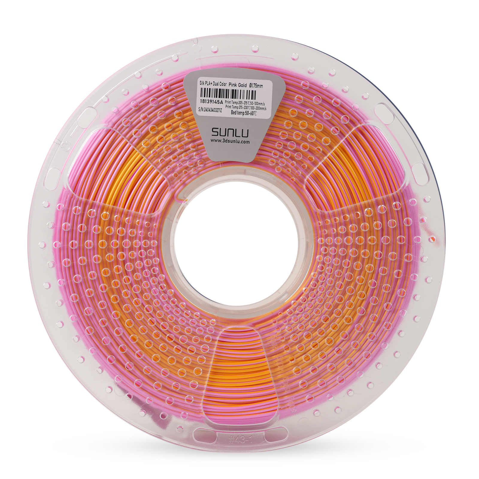 Filament Sunlu Silk PLA+ Dual Color Rose Or 1,75 mm 1 kg – Image 4