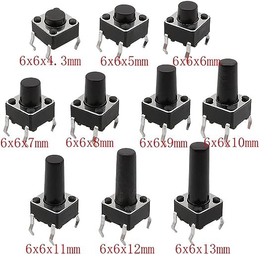 Kit de boutons poussoirs 6x6 mm THT 200 pièces 10 tailles – Image 3