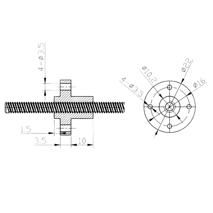 Écrou de vis trapézoïdale 8 mm (lead screw nut) – Image 2