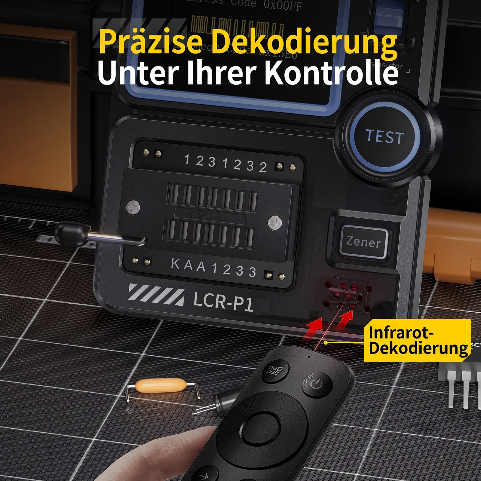 FNIRSI LCR-P1 Appareil de mesure de composants pour inductances, capacités, résistances et semi-conducteurs – Image 7