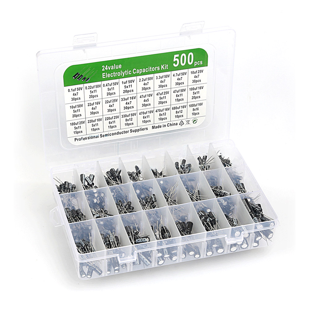Kit de condensateurs électrolytiques ElKo 24 valeurs, 500 pièces 0,1 µF – 1000 µF – Image 3