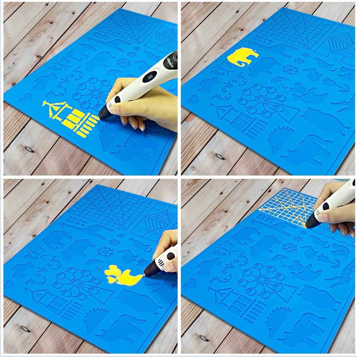 Tapis en silicone pour stylo 3D avec motifs animaux (bleu) – Image 2
