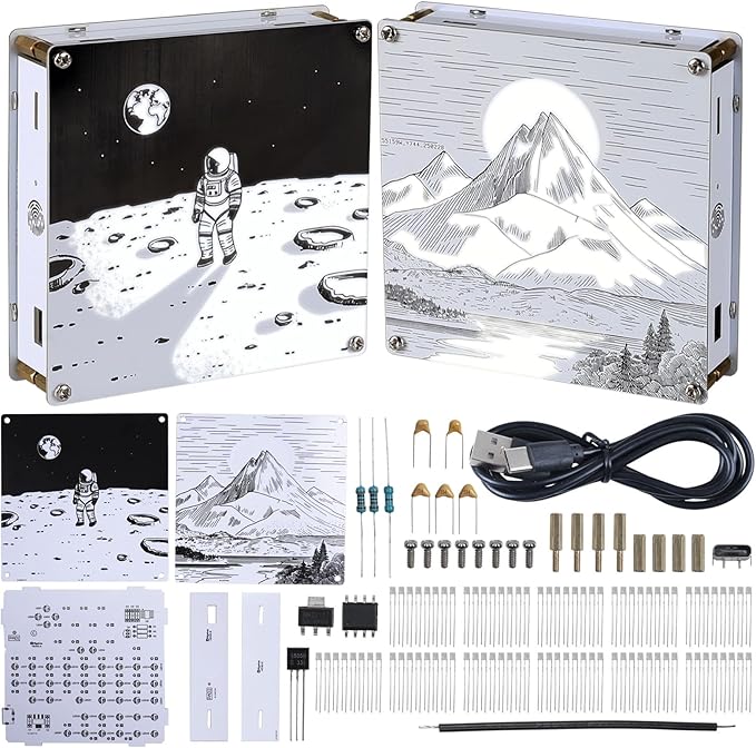 Kit lampe PCB double face avec fonction de variateur « Astronaute & Montagnes »