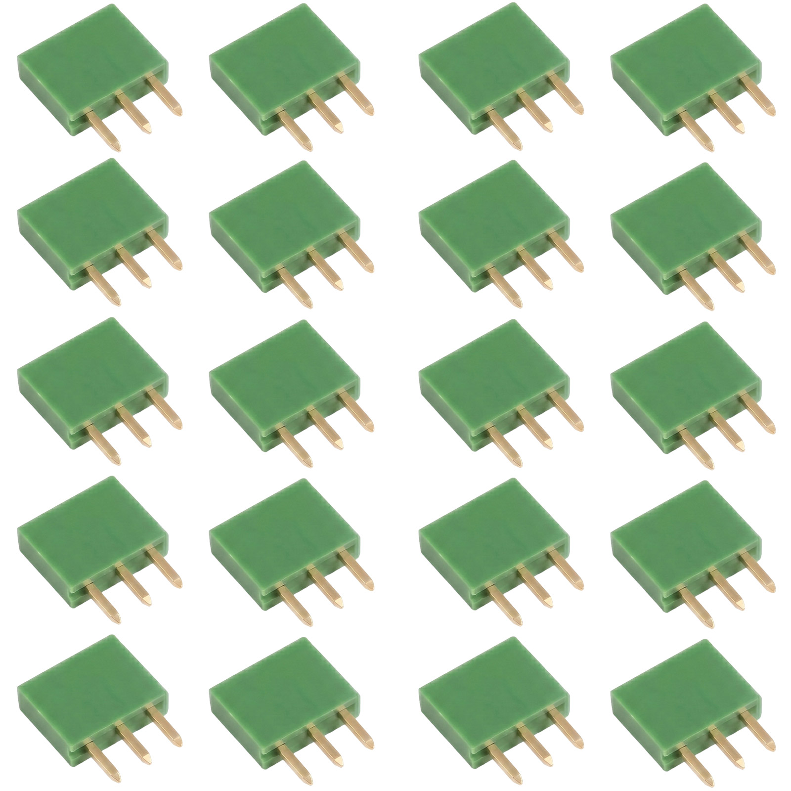 20x barrette femelle 3 broches 2,54 mm verte