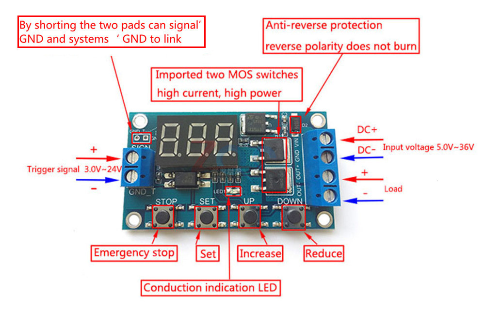 Module relais temporisateur à retard 5-36V 400W – Image 2