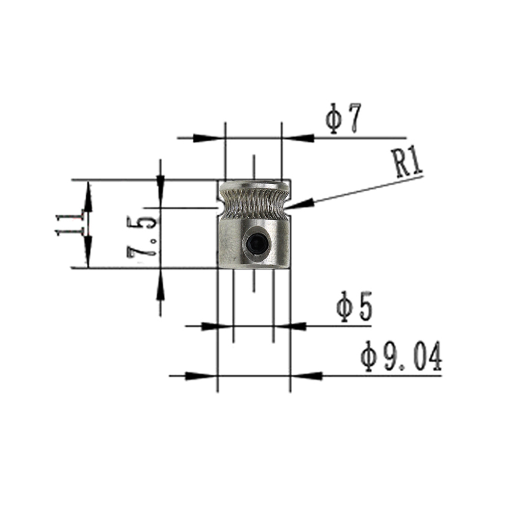 Roue d'avancement d'extrudeur MK8 pour filament 1,75 mm 11 mm – Image 3
