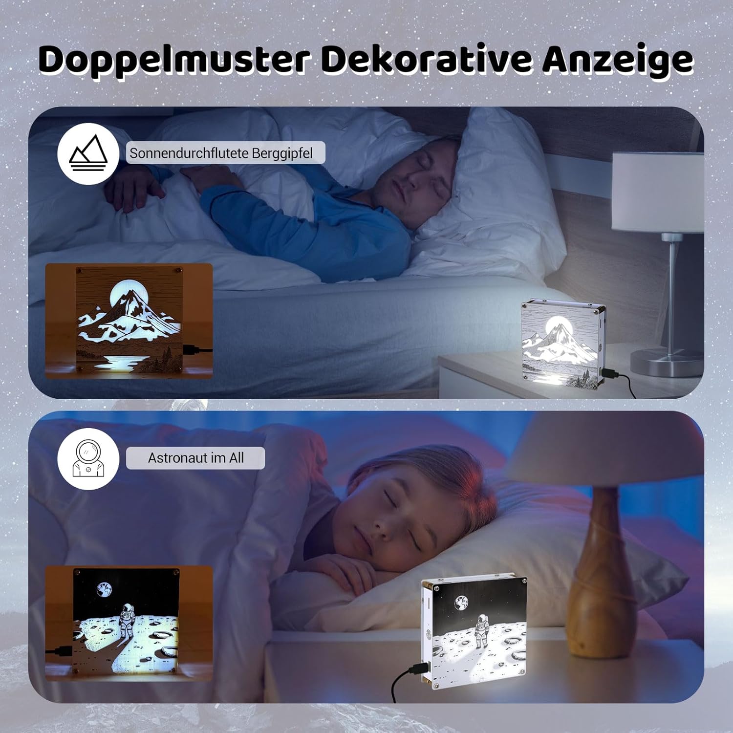 Kit lampe PCB double face avec fonction de variateur « Astronaute & Montagnes » – Image 3
