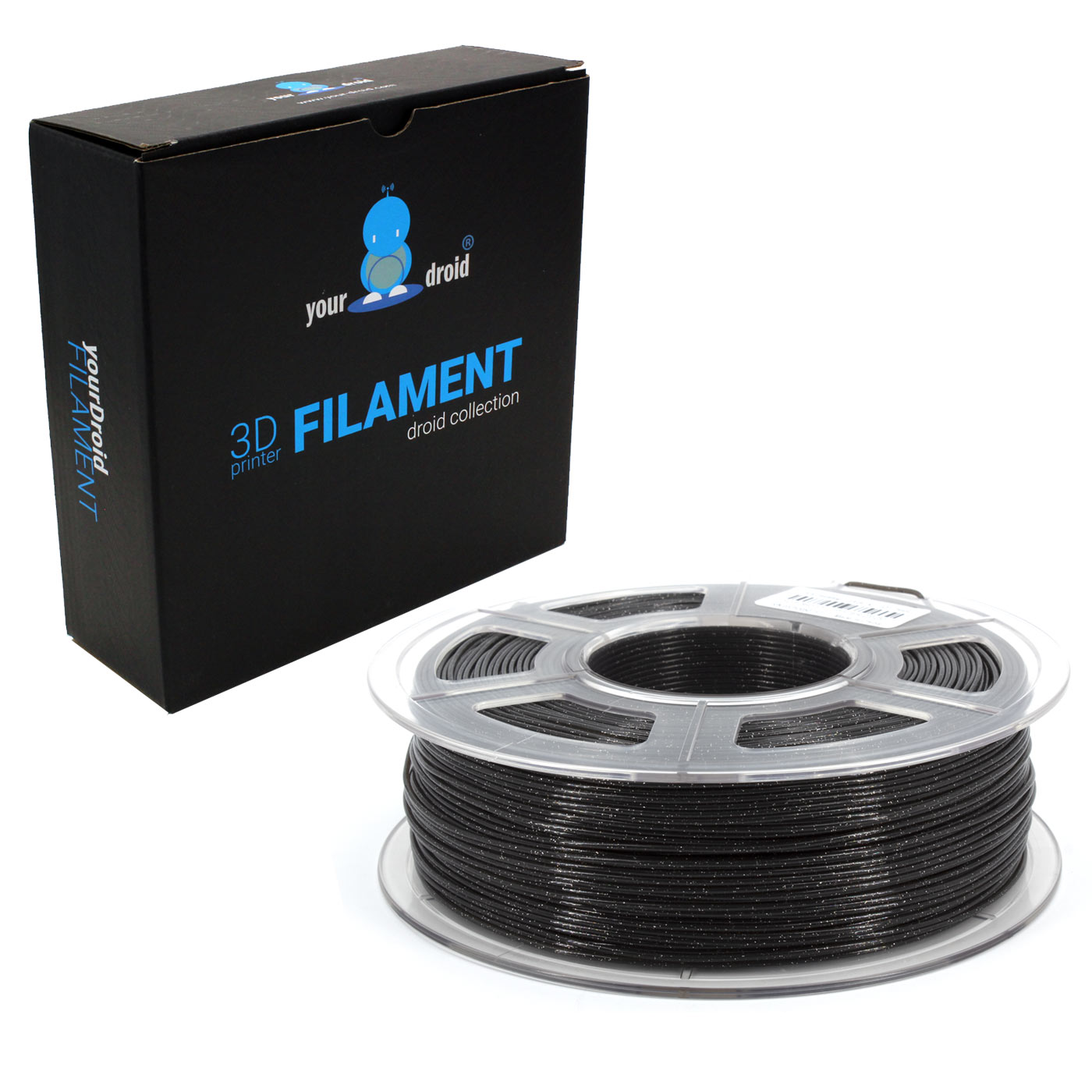 yourDroid PLA Filament pailleté Noir 1.75mm 1kg – Image 2