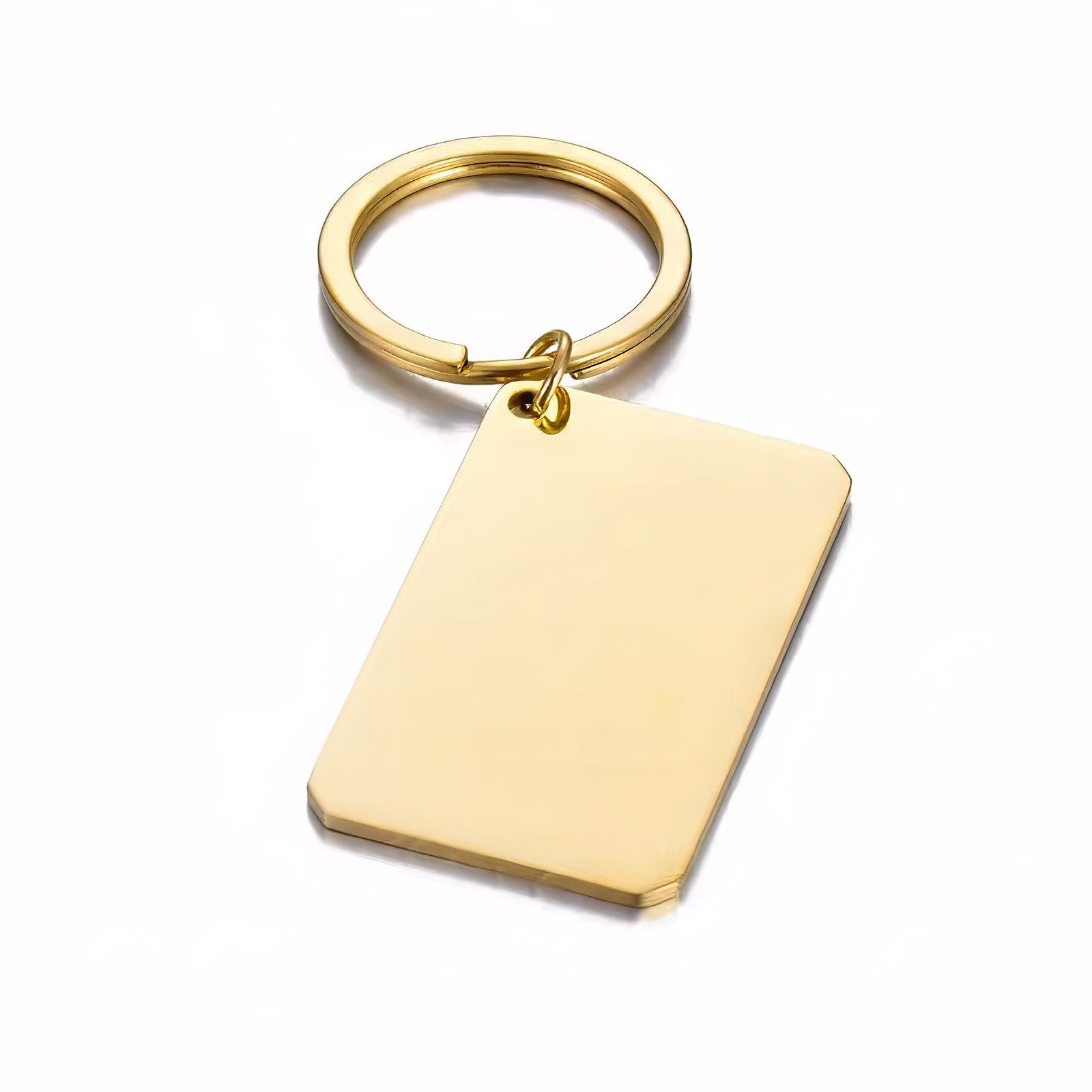 Plaquette porte-clés en acier inoxydable 30x50 mm or – étiquette vierge pour gravure DIY