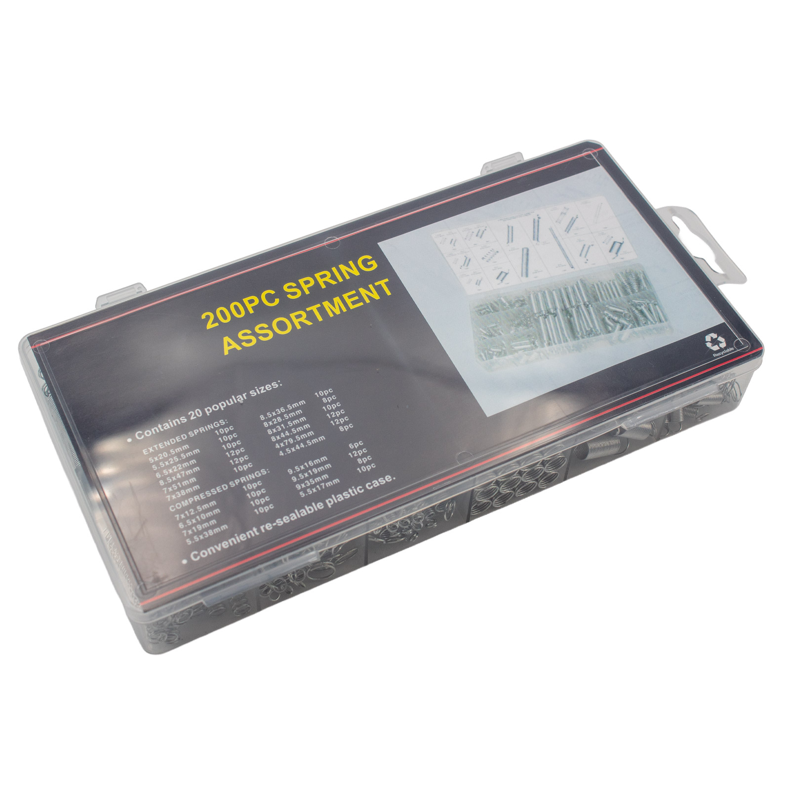 Kit assortiment de ressorts en acier inoxydable - ressorts de compression et de traction avec boîte, 200 pièces – Image 2