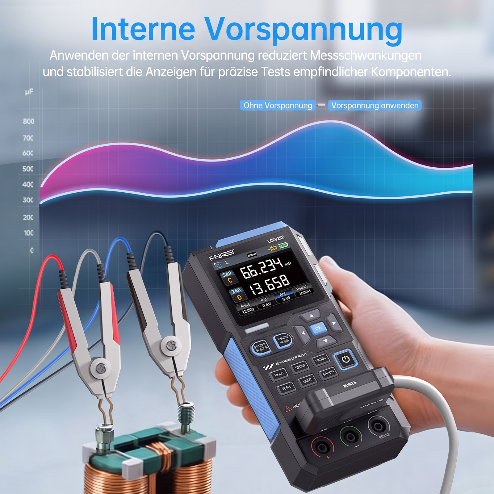 FNIRSI LC1020E Testeur de composants – Appareil de mesure LCR pour résistances, inductances et capacités – Image 2