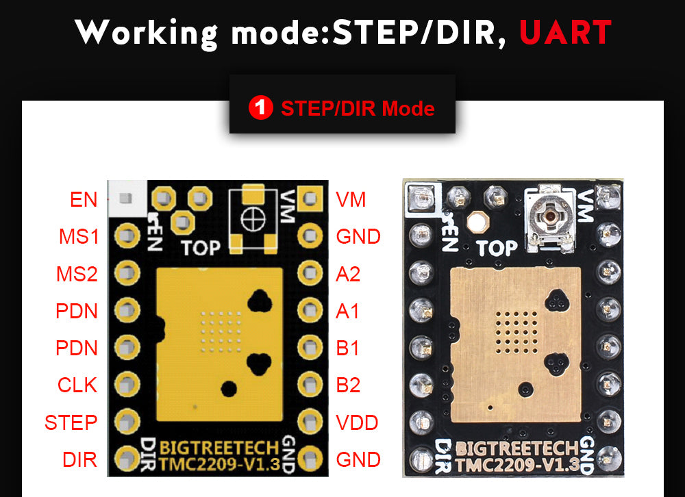 5x Bigtreetech TMC2209 V1.3 pilote de moteur pas à pas UART – Image 7