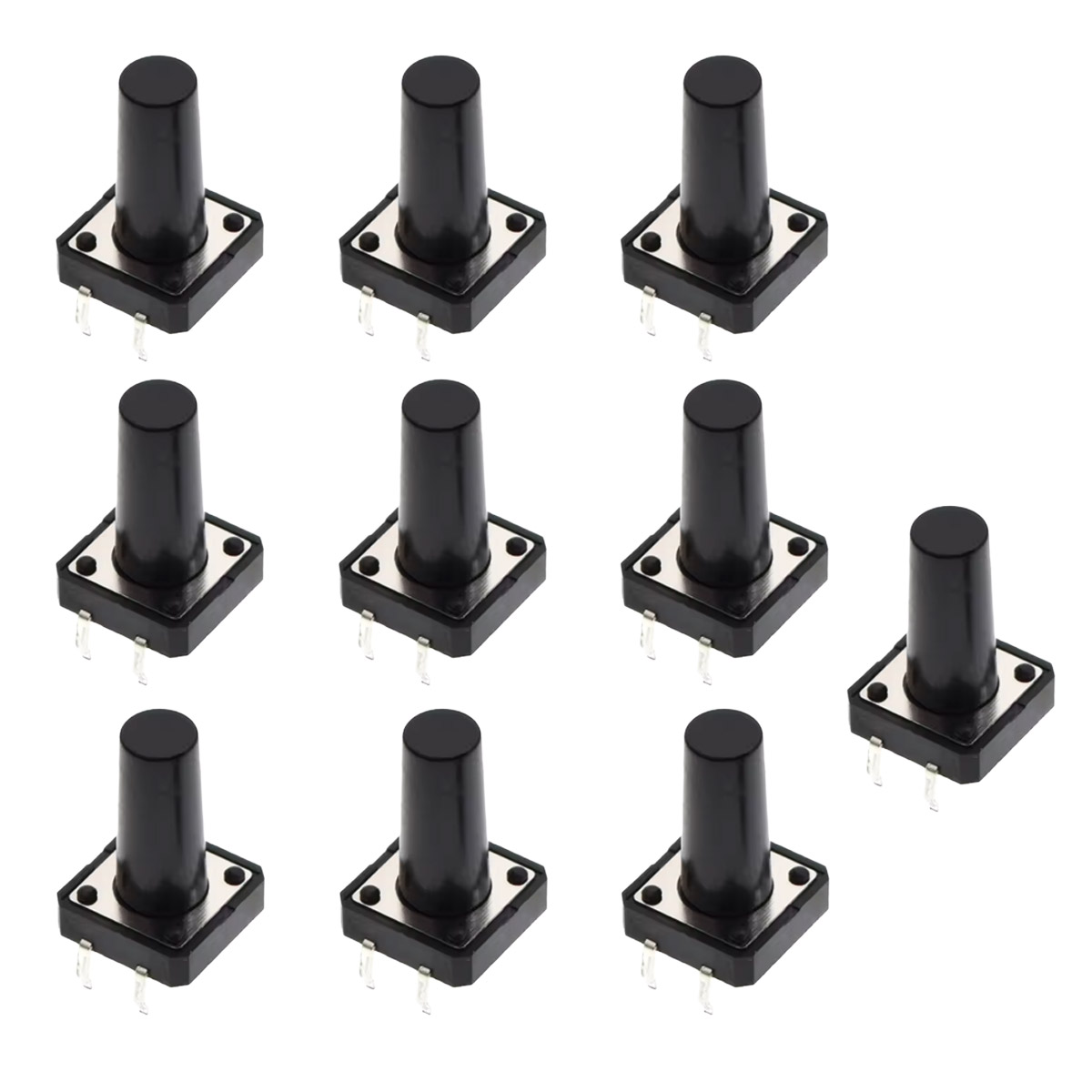 10x Boutons 12x12x18mm THT – Micro-interrupteurs à bouton-poussoir pour breadboard et cartes