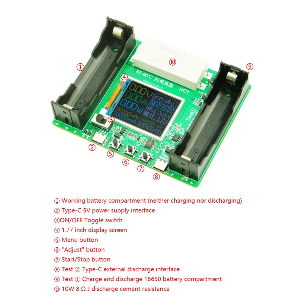 Testeur de capacité de batterie pour accumulateur lithium 18650 3,7-4,2V mAh mWh – Image 3