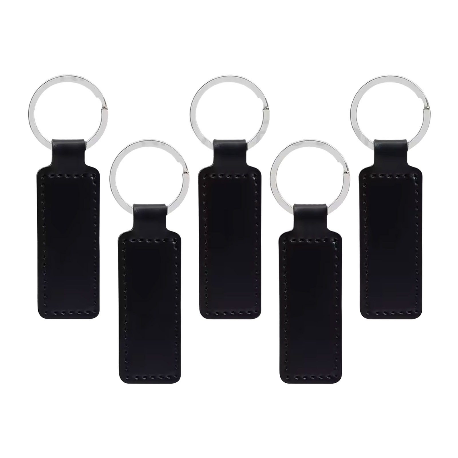 5x porte-clés en PU cuir brut noir – Idéal pour gravure et DIY