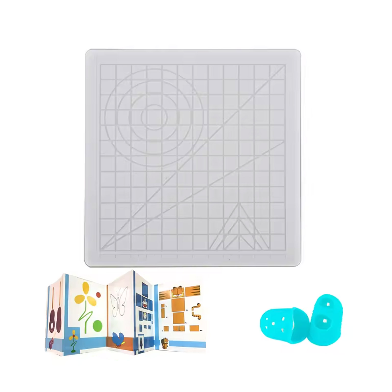 Tapis de design en silicone pour stylo d'impression 3D avec formes géométriques 177x177 mm gris – Image 2