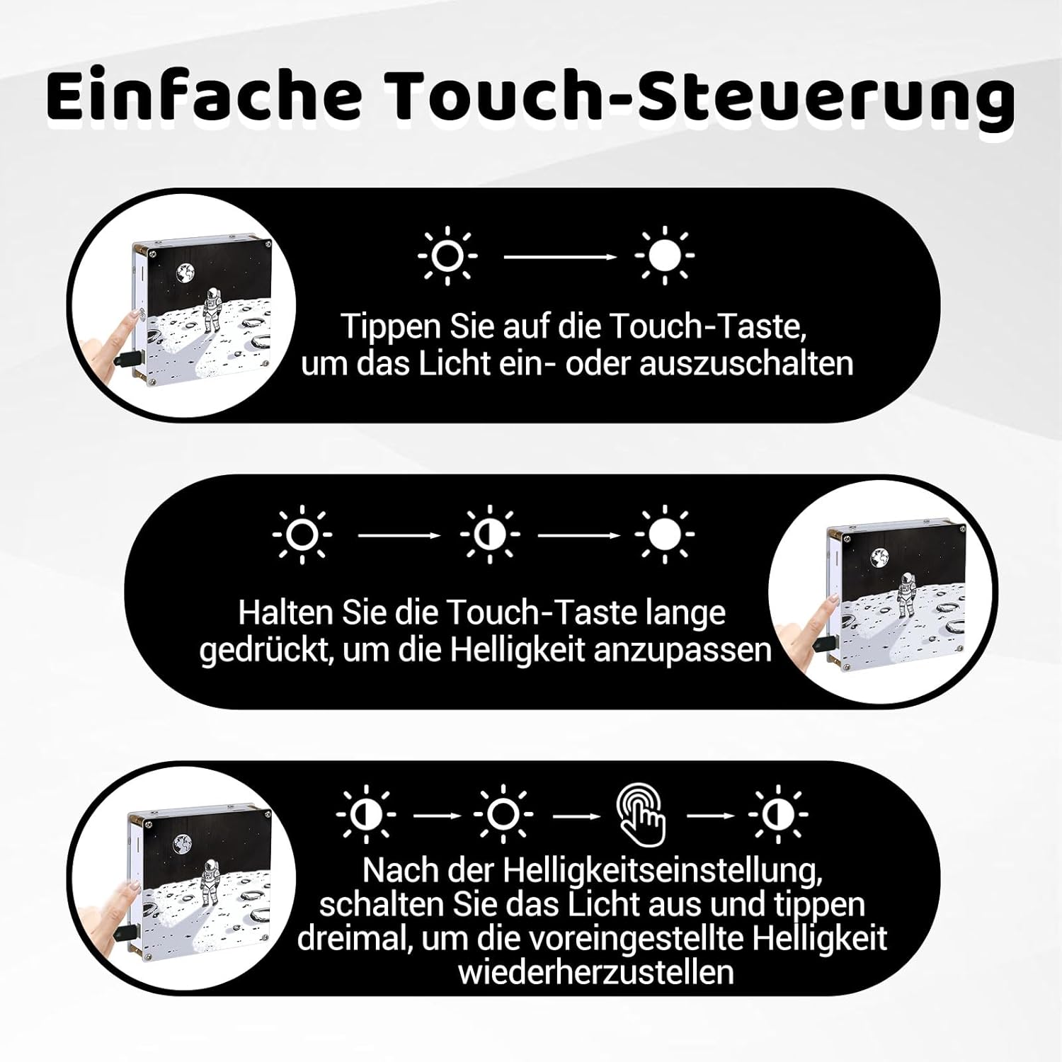 Kit lampe PCB double face avec fonction de variateur « Astronaute & Montagnes » – Image 6