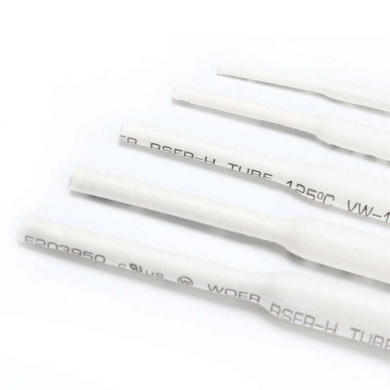 1 m de gaine thermorétractable blanche Φ2 mm, rapport 2:1, vendue au mètre